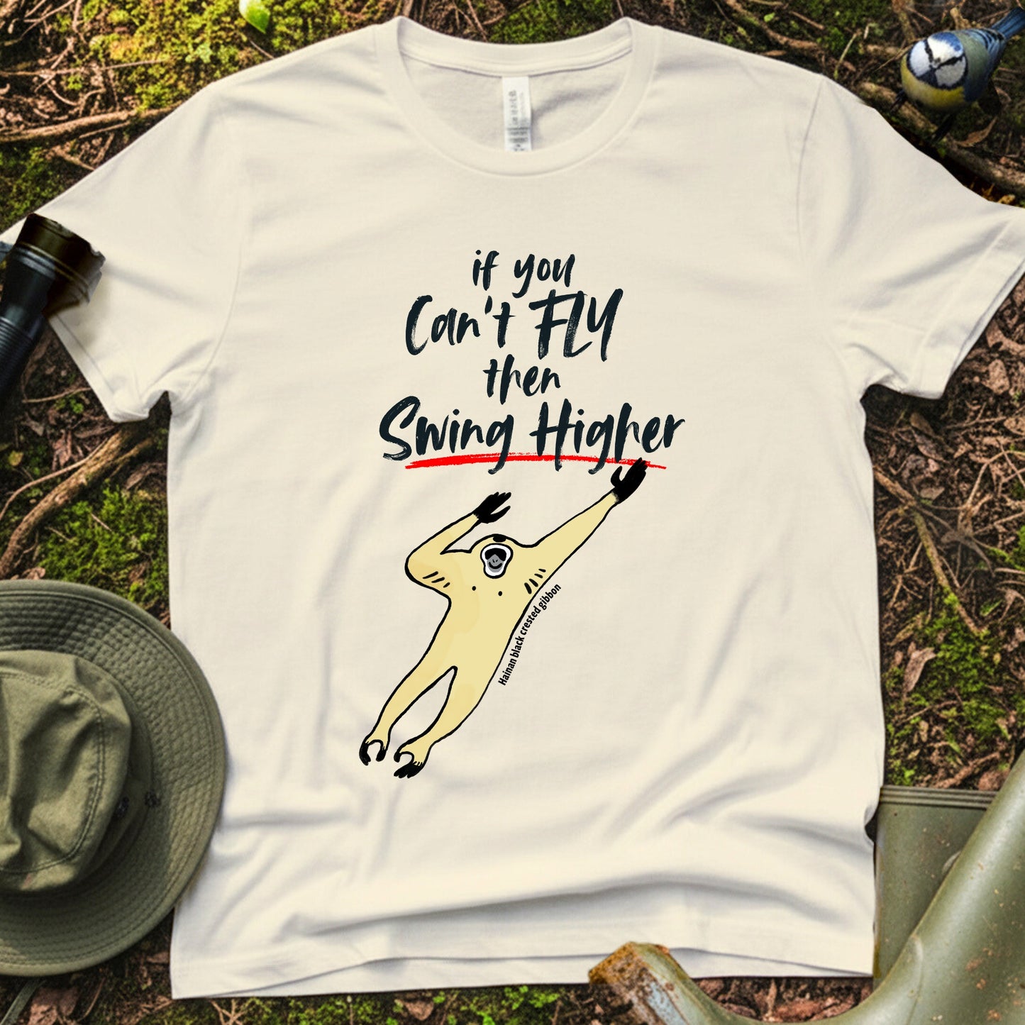 Hainan black crested gibbon Flying T-Shirt