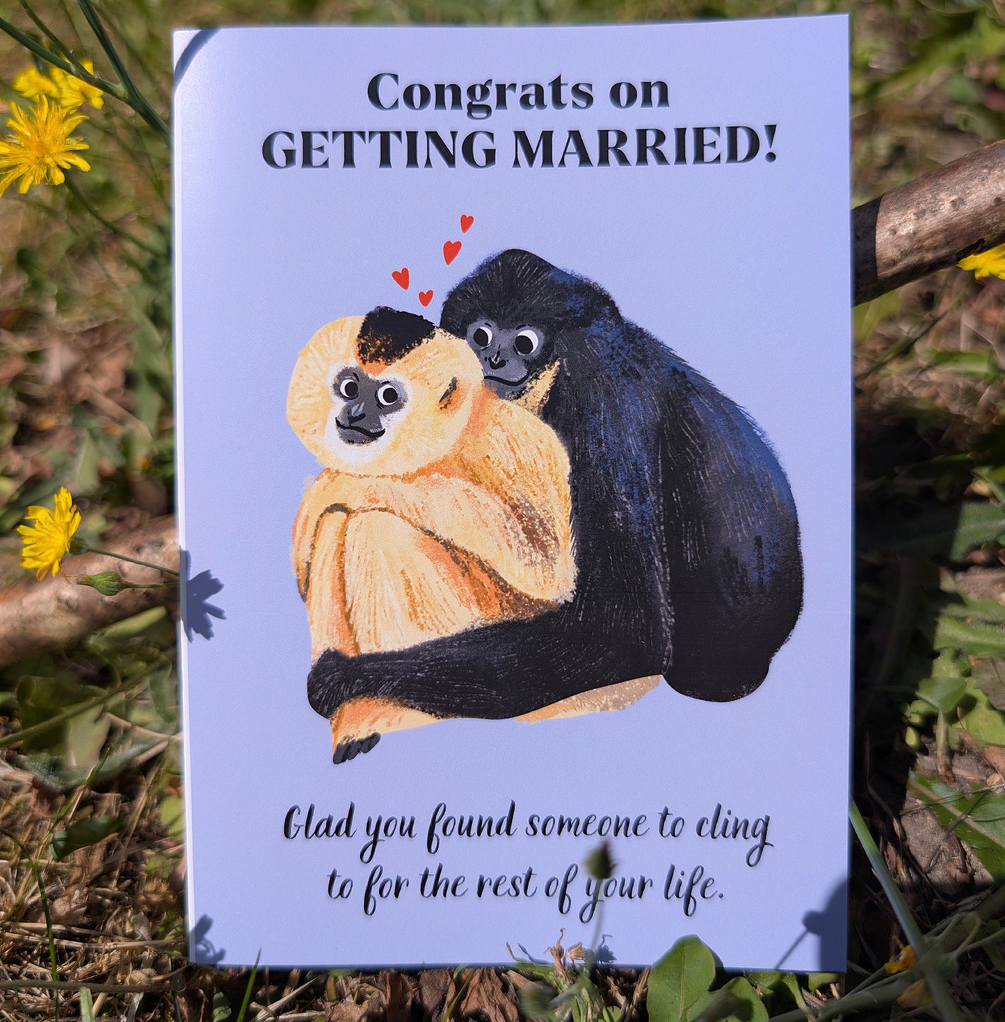 Gibbon Wedding Card - Congrats on Getting Married Greeting Card