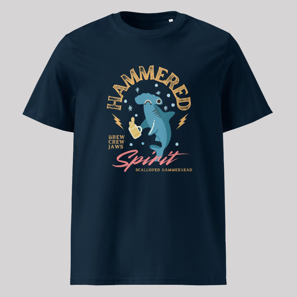 "Hammered" Scalloped Hammerhead Shark T-Shirt – Organic Cotton Funny Beer & Marine Life Graphic Tee