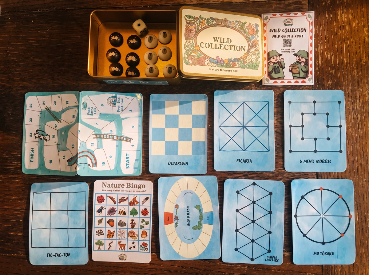 Wild Collection 8-in-1 Travel Game Box | Hand-Illustrated Magnetic Pocket Toy Set (Ages 3+)