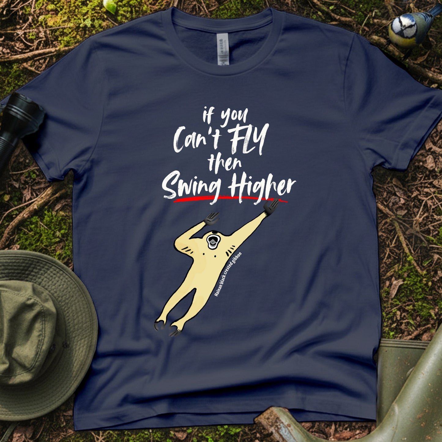Hainan black crested gibbon Flying T-Shirt
