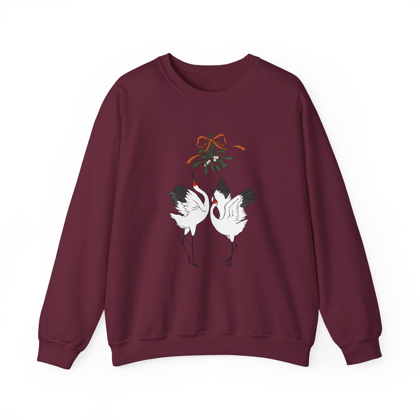 Christmas kiss under mistletoe Siberian crane Sweatshirt