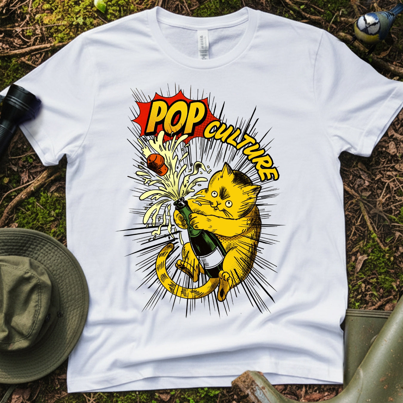 Pop Culture Cat celebration Champagne T-Shirt