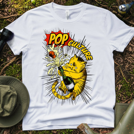 Pop Culture Cat celebration Champagne T-Shirt
