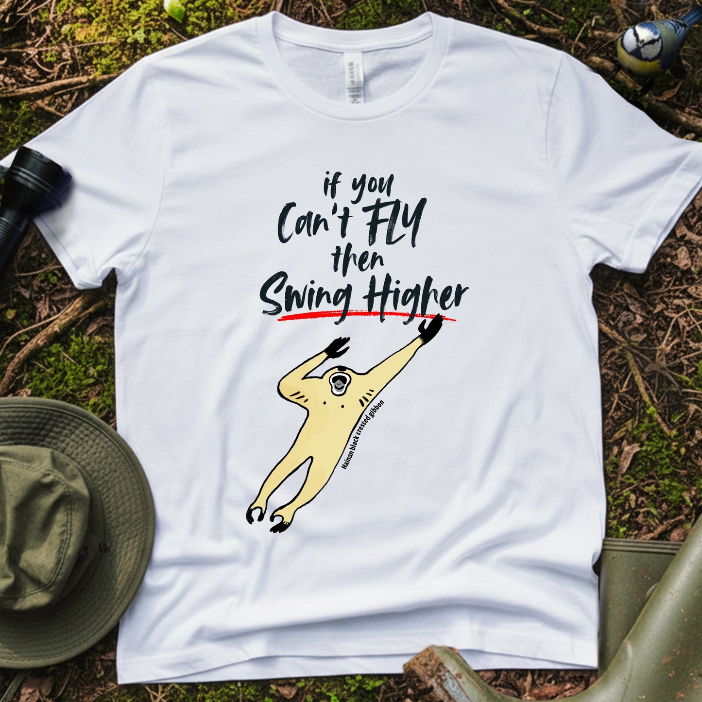 Hainan black crested gibbon Flying T-Shirt