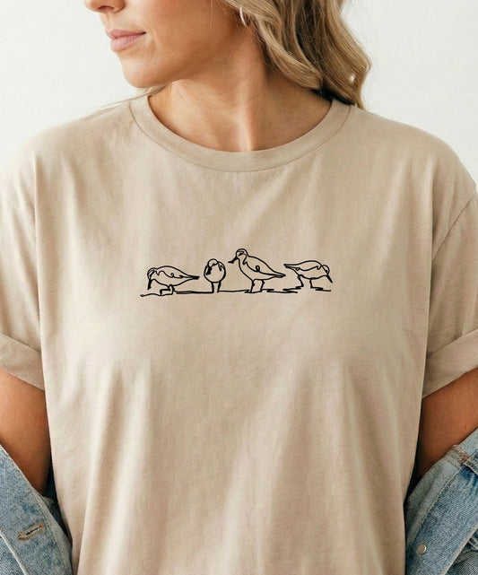 Spoonbill Sandpiper Tee Minimal Bird Art Tshirt