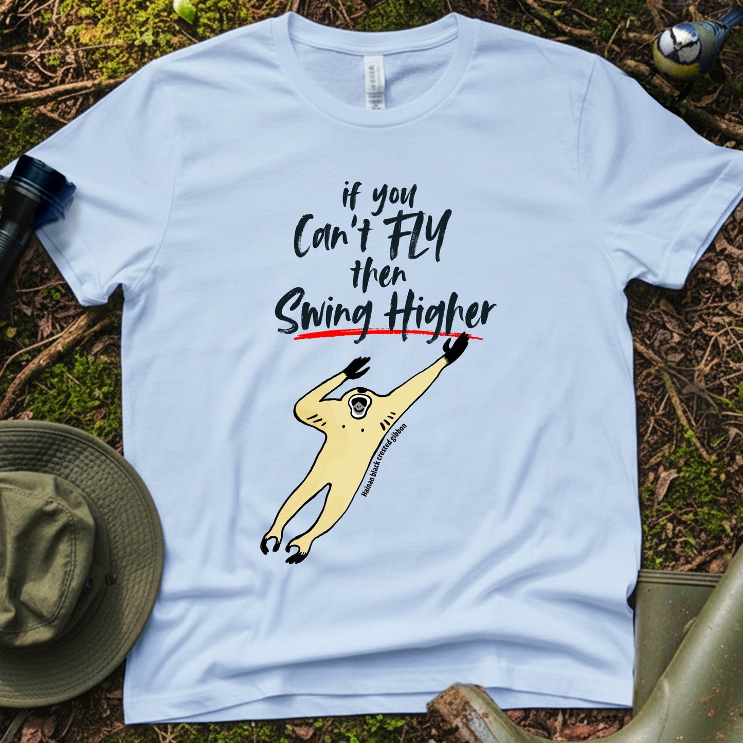 Hainan black crested gibbon Flying T-Shirt