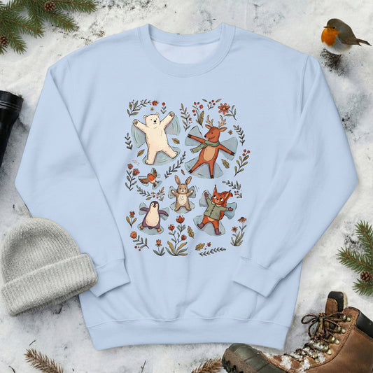 Christmas Snow Angels Animal Sweatshirt