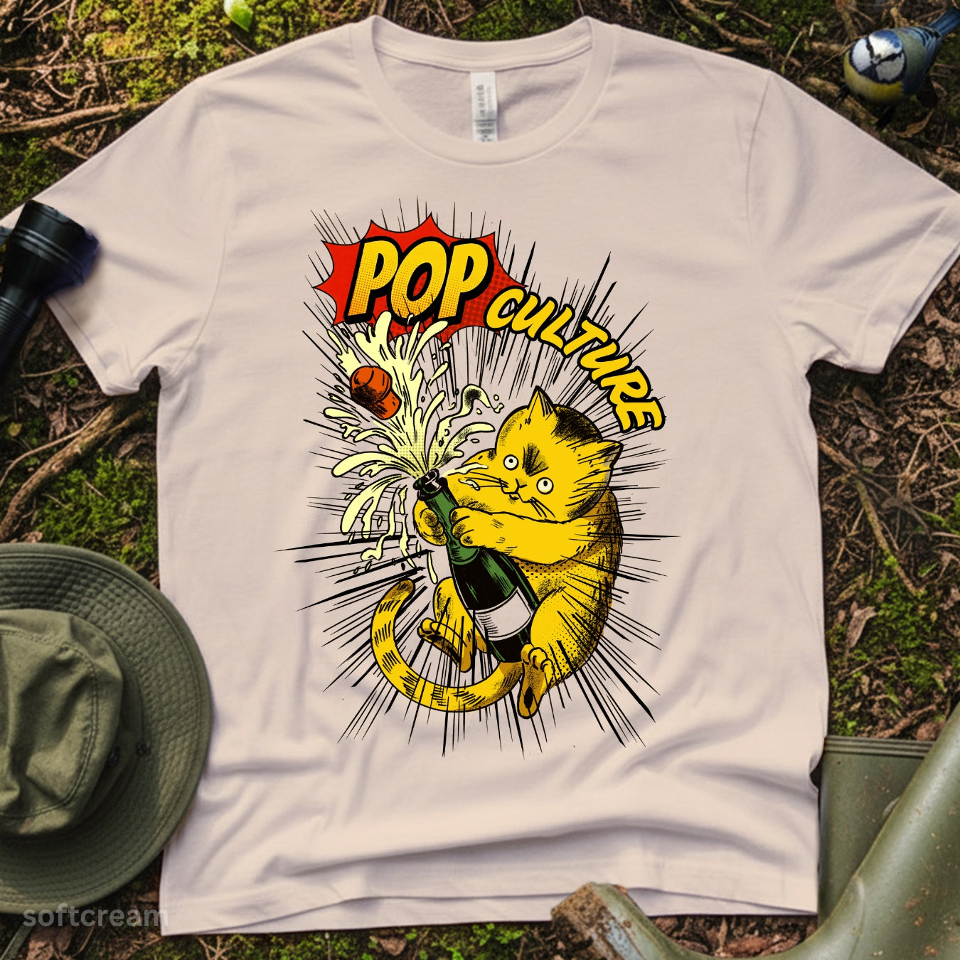 Pop Culture Cat celebration Champagne T-Shirt