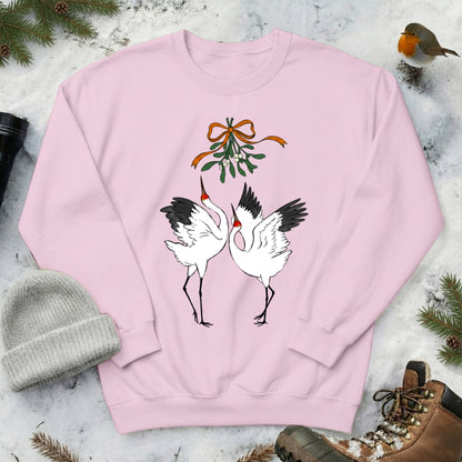 Christmas kiss under mistletoe Siberian crane Sweatshirt