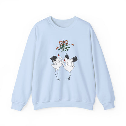 Christmas kiss under mistletoe Siberian crane Sweatshirt