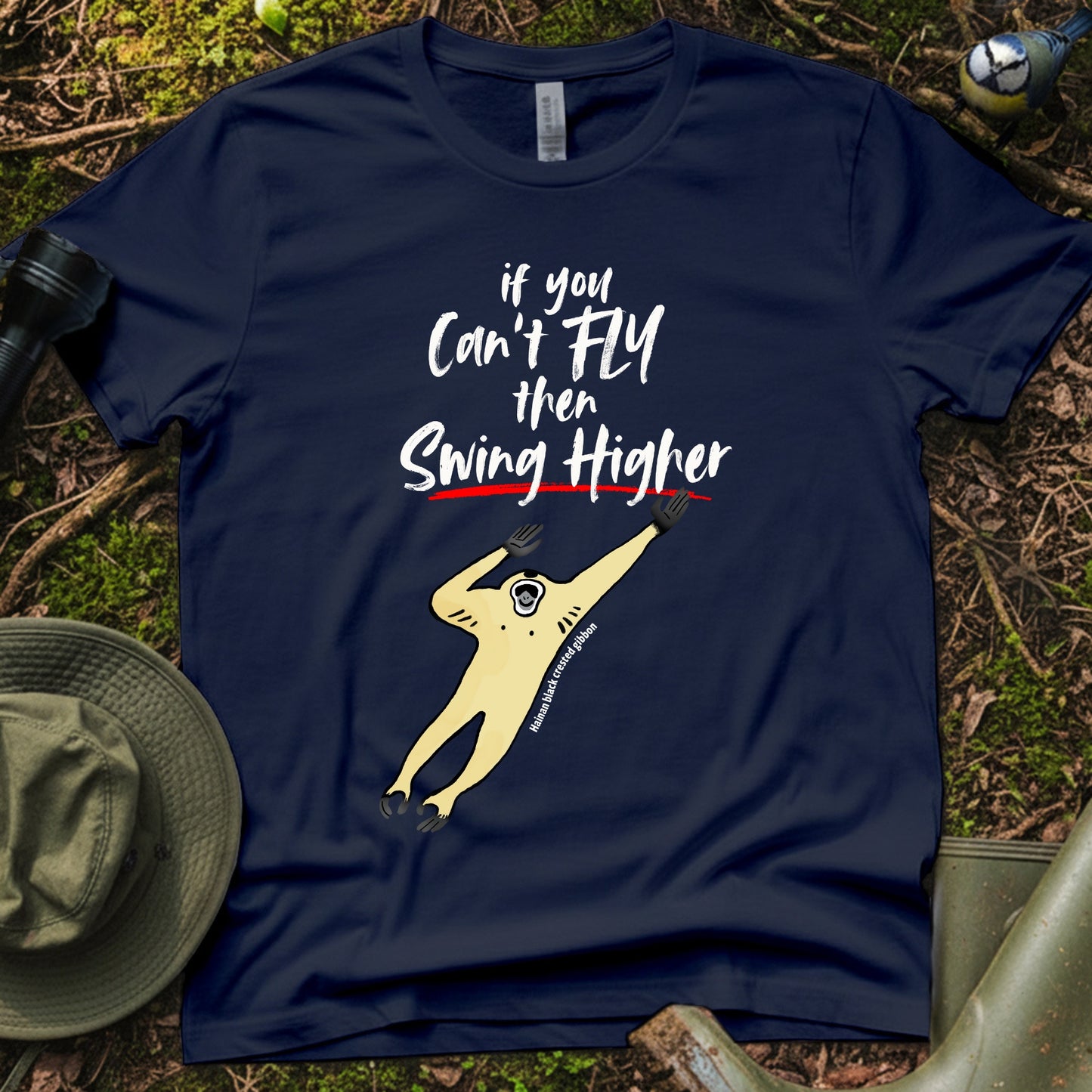 Hainan black crested gibbon Flying T-Shirt