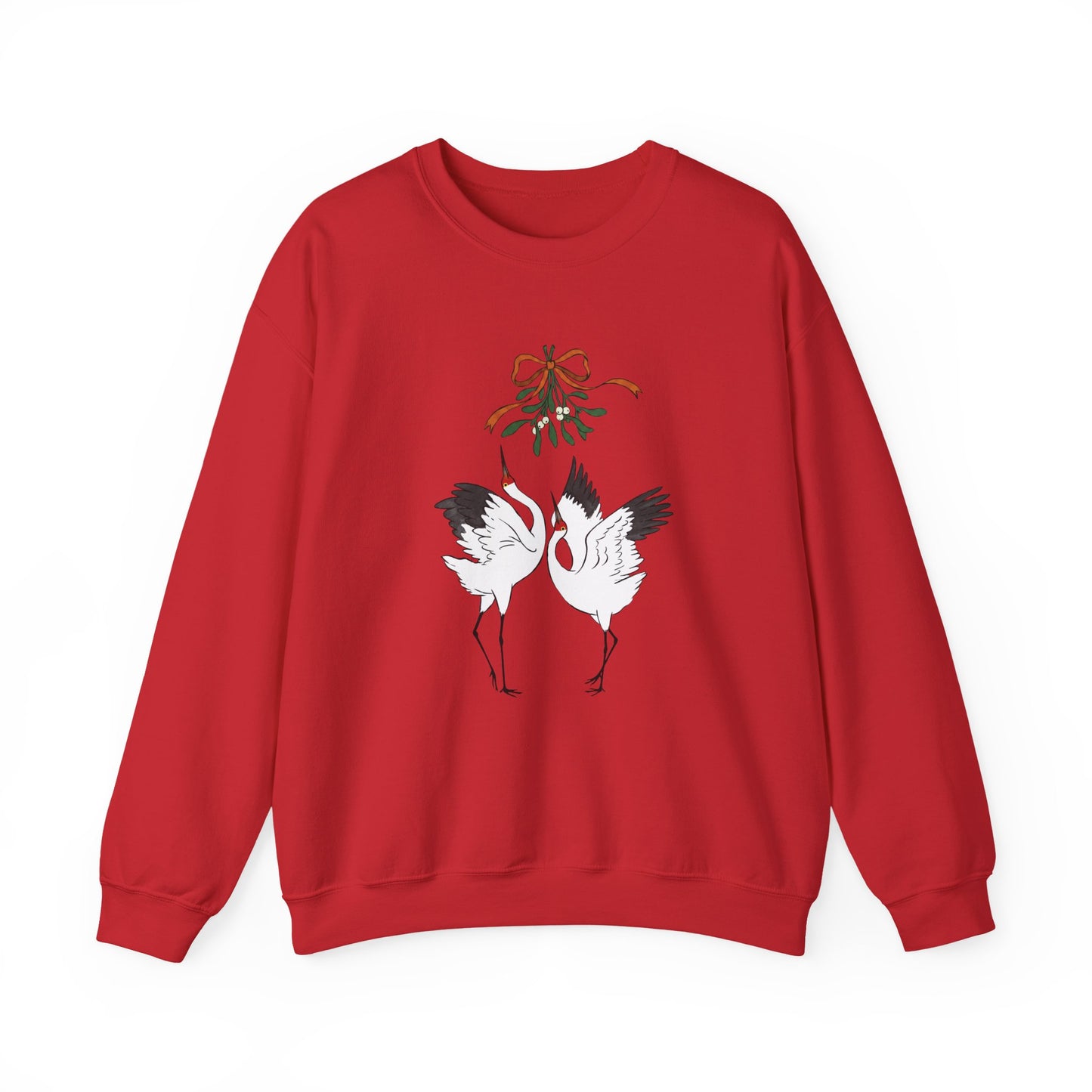 Christmas kiss under mistletoe Siberian crane Sweatshirt