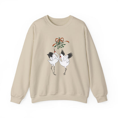 Christmas kiss under mistletoe Siberian crane Sweatshirt