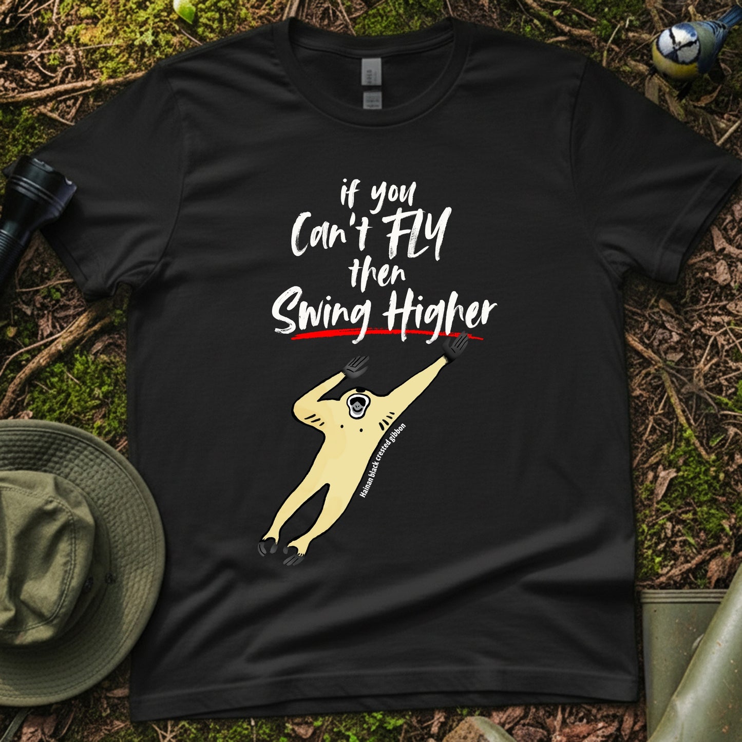 Hainan black crested gibbon Flying T-Shirt
