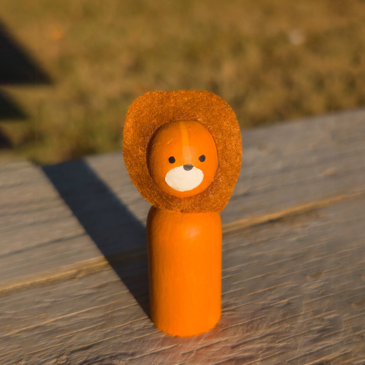 Handmade Wooden Savanna Animal Peg Doll Set in Travel Tin