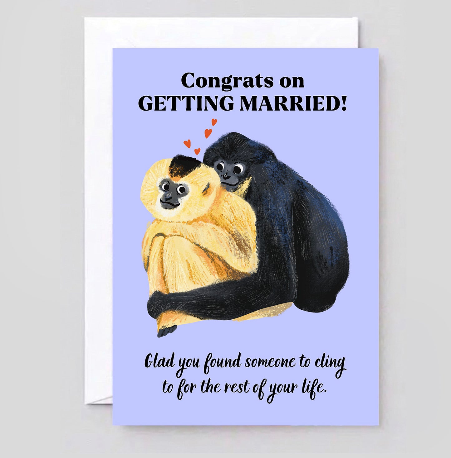 Gibbon Wedding Card - Congrats on Getting Married Greeting Card