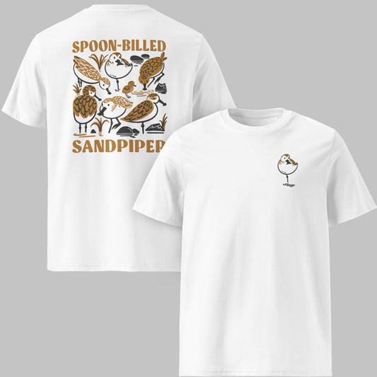 Spoon-billed Sandpiper Organic Cotton T-Shirt, Birdwatcher Gift SAVING SPOONIE
