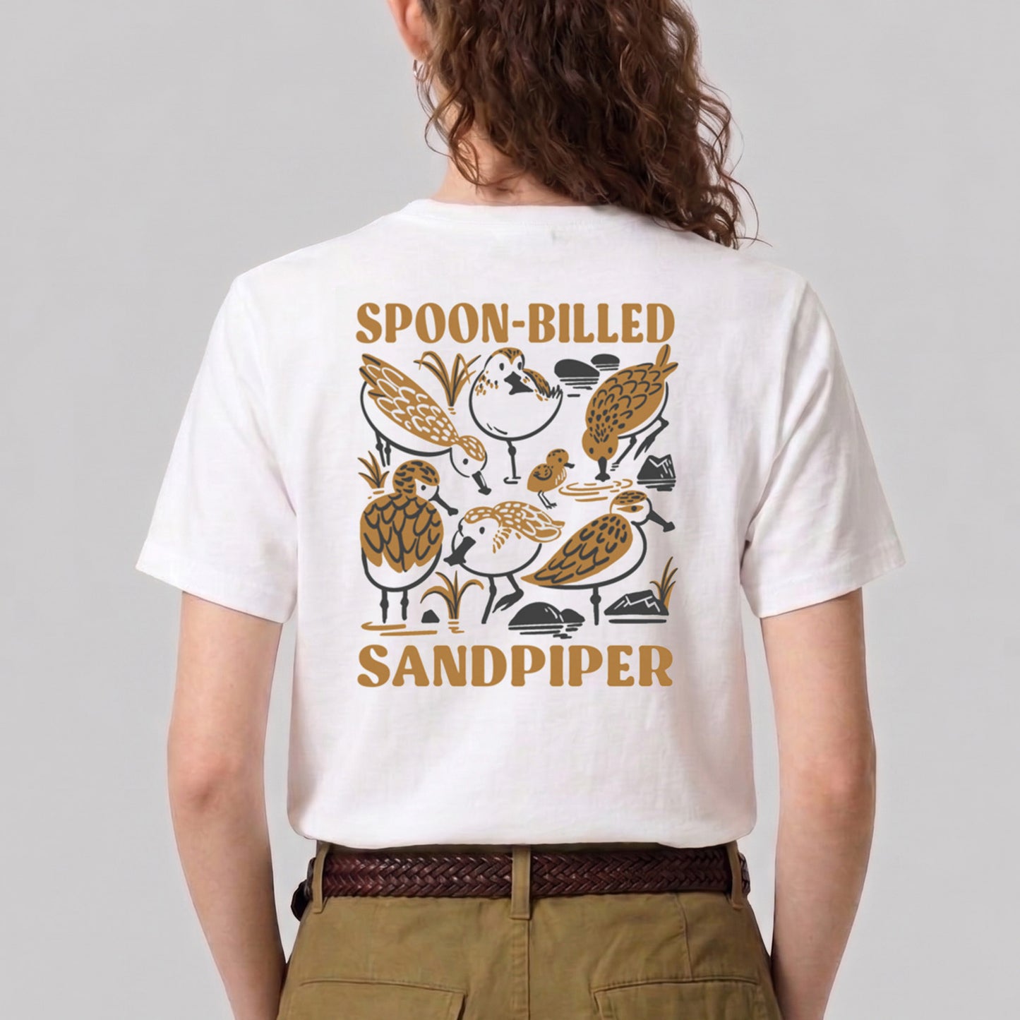 Spoon-billed Sandpiper Organic Cotton T-Shirt, Birdwatcher Gift SAVING SPOONIE