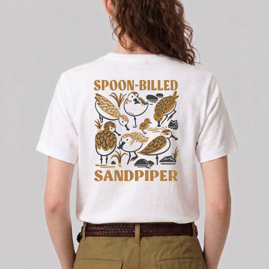 Spoon-billed Sandpiper Organic Cotton T-Shirt, Birdwatcher Gift SAVING SPOONIE