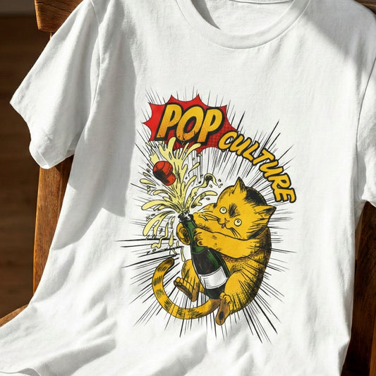 Pop Culture Cat celebration Champagne T-Shirt