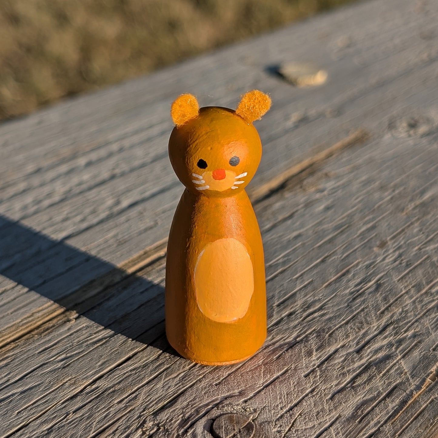 Handmade Wooden Woodland Animal Peg Doll Set in Travel Tin