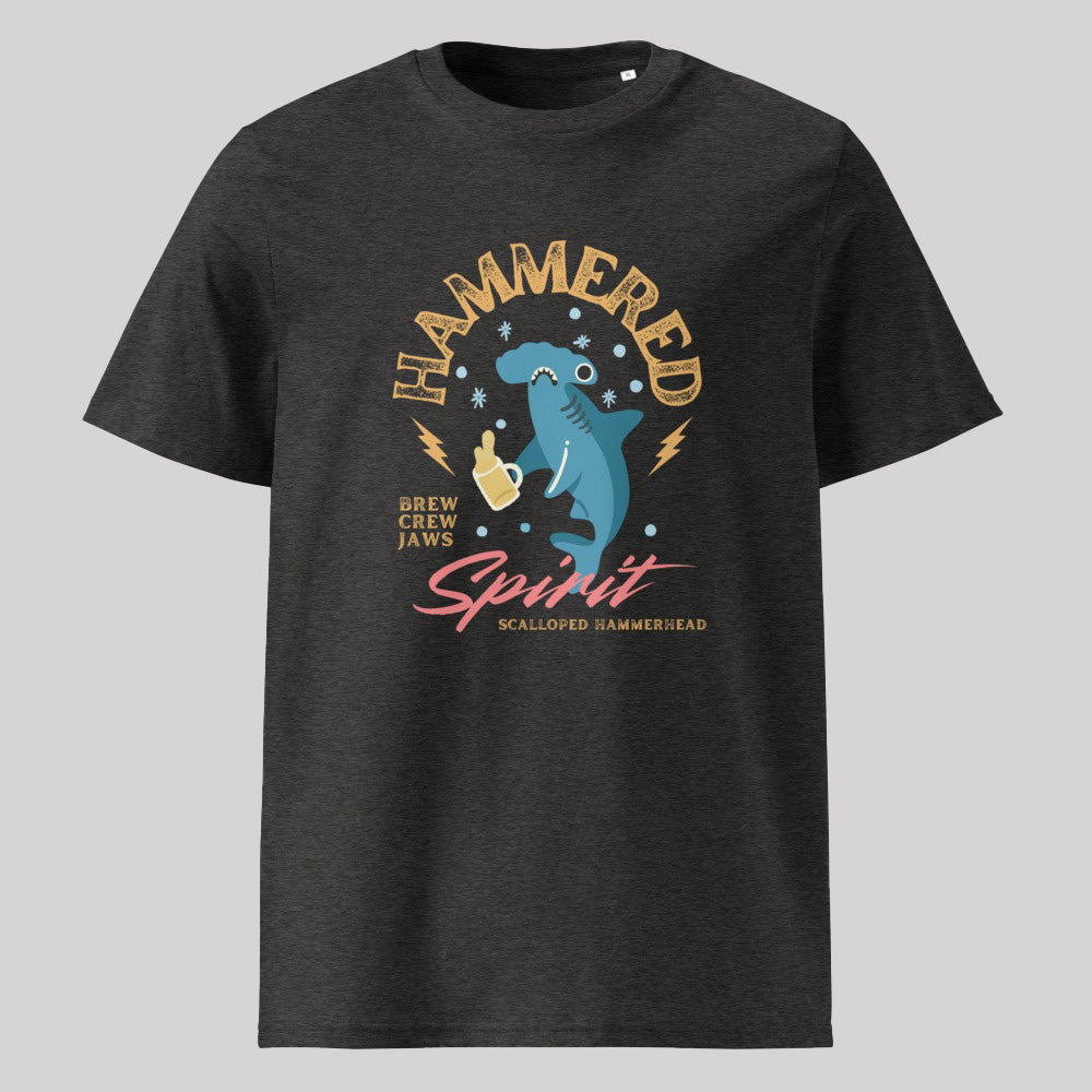 "Hammered" Scalloped Hammerhead Shark T-Shirt – Organic Cotton Funny Beer & Marine Life Graphic Tee
