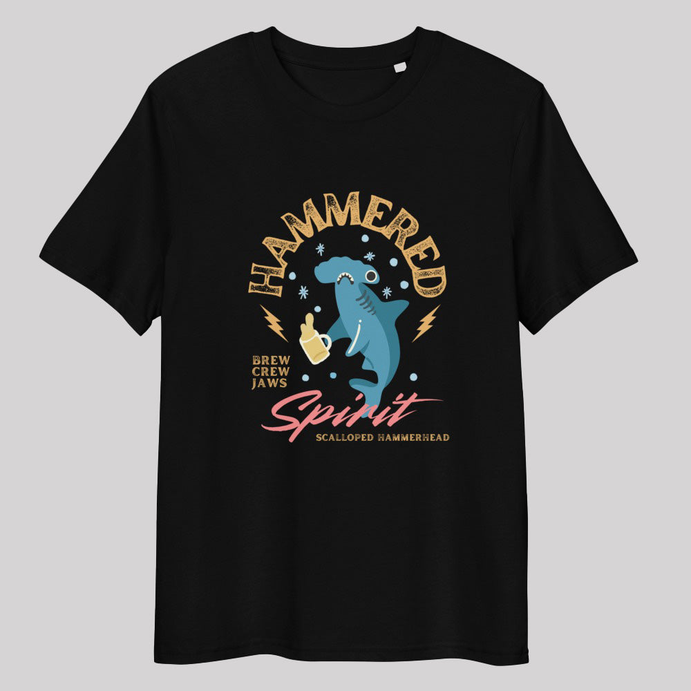 "Hammered" Scalloped Hammerhead Shark T-Shirt – Organic Cotton Funny Beer & Marine Life Graphic Tee