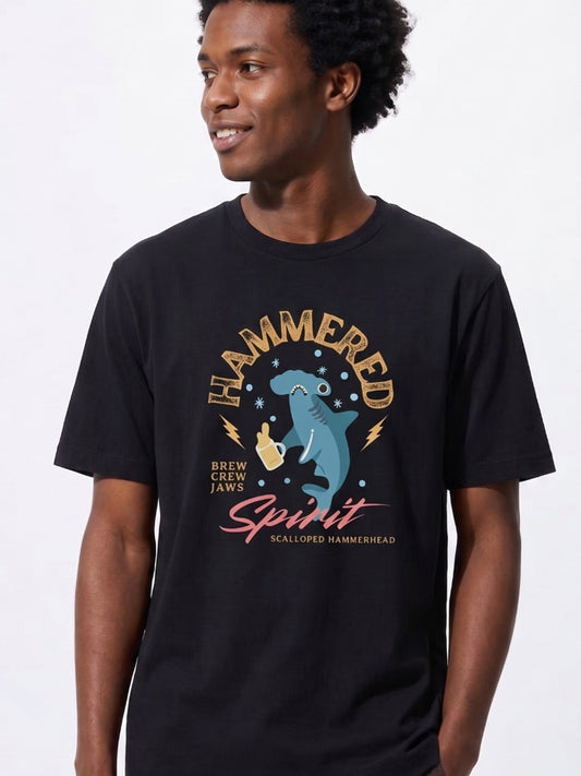 "Hammered" Scalloped Hammerhead Shark T-Shirt – Organic Cotton Funny Beer & Marine Life Graphic Tee