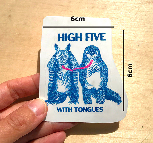High Five with Tongues sticker (pangolin and armadillo)