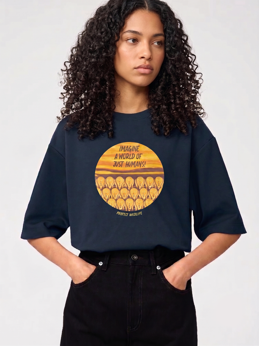 "Imagine a World of Just Humans" Wildlife Conservation Organic Cotton T-Shirt