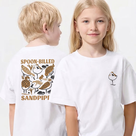 Spoon-billed Sandpiper Organic Cotton Kids T-Shirt, Birdwatcher Gift SAVING SPOONIE