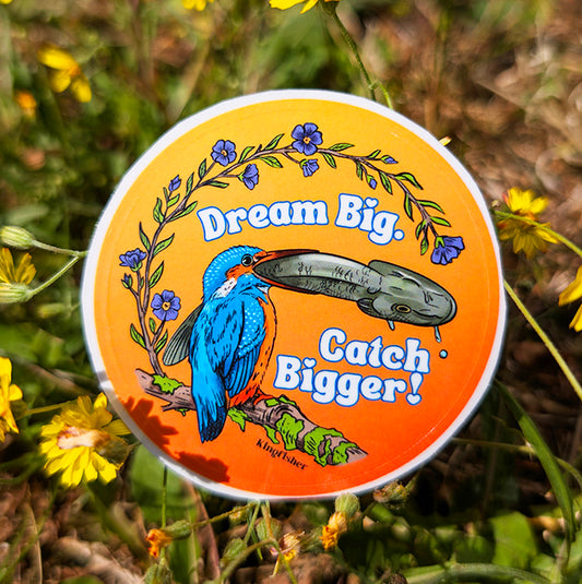 Kingfisher Dream big catch bigger sticker