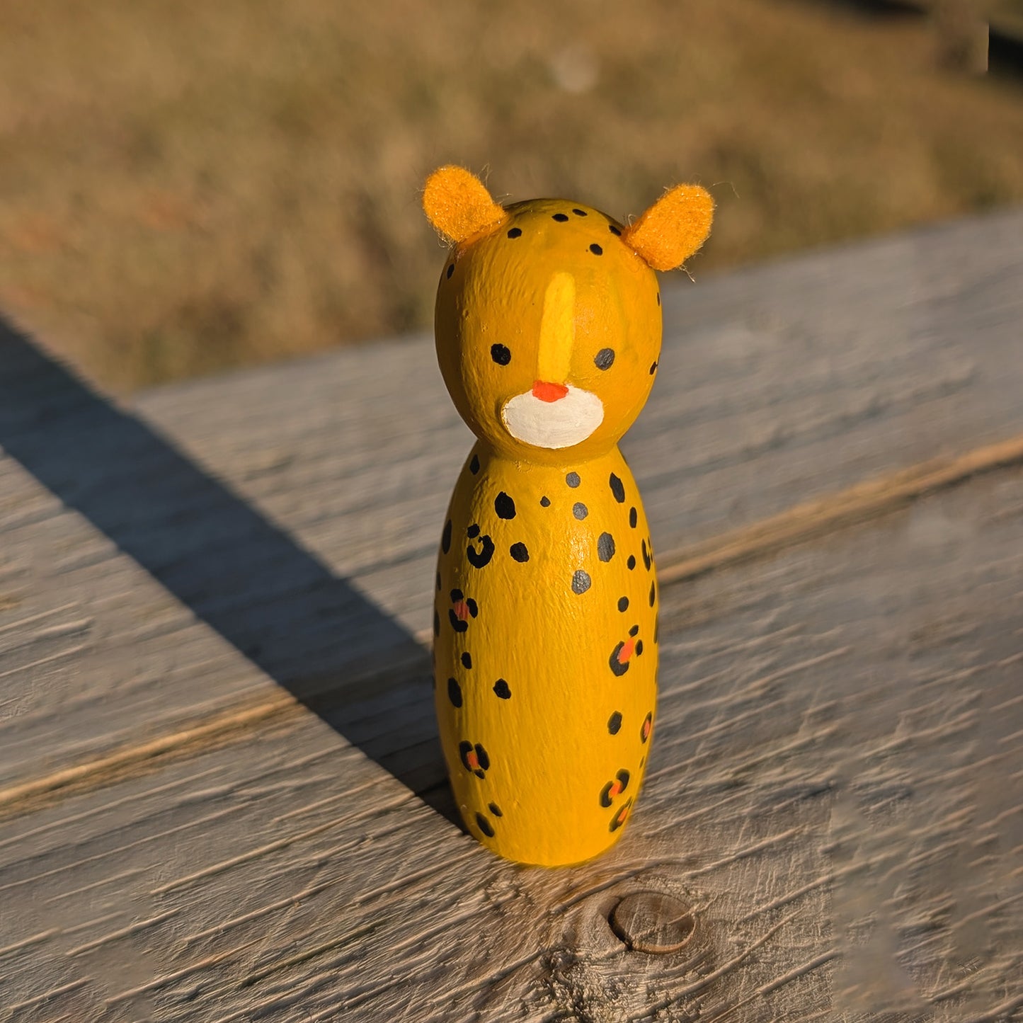 Handmade Wooden Savanna Animal Peg Doll Set in Travel Tin