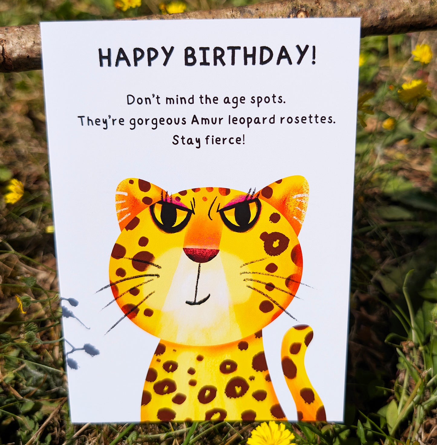 Funny Amur Leopard Birthday Card - Stay Fierce Wild Animal Card