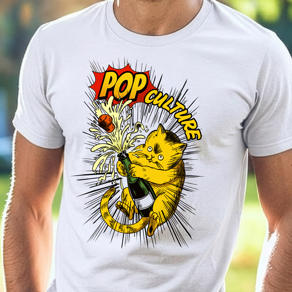 Pop Culture Cat celebration Champagne T-Shirt