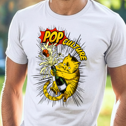Pop Culture Cat celebration Champagne T-Shirt