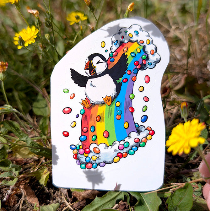 Puffin rainbow slide sticker