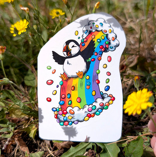 Puffin rainbow slide sticker