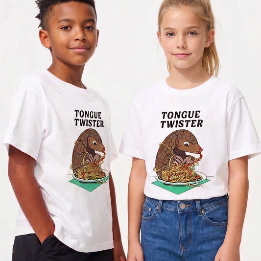 "Tongue Twister" Pangolin Spaghetti kid youth Cotton T-Shirt